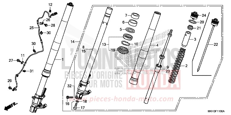 FRONT FORK for X-ADV 750 CANDY CHROMOSPHERE RED (R381) from 2018